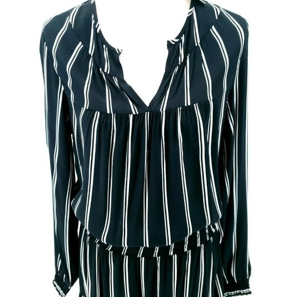 NWT Long Sleeves Striped Ruffle Stripes Dress Elastic Waist XS S M L Tul… - Picture 3 of 9